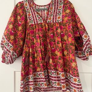 Mille Thalia blouse in Passionfruit Floral Bohemian Tunic Dress
